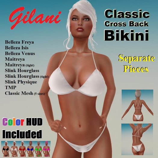 Gilani - Classic Cross Back Bikini - Separate Pieces - Color HUD Included