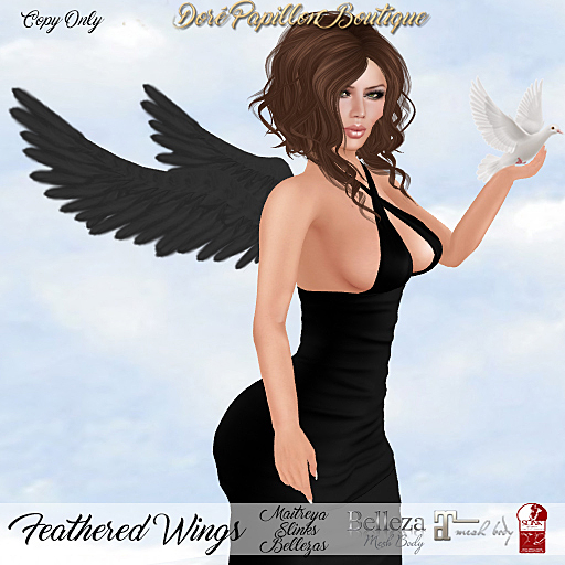 DPB Feathered Wings - Black *Maitreya, Slinks & Bellezas*