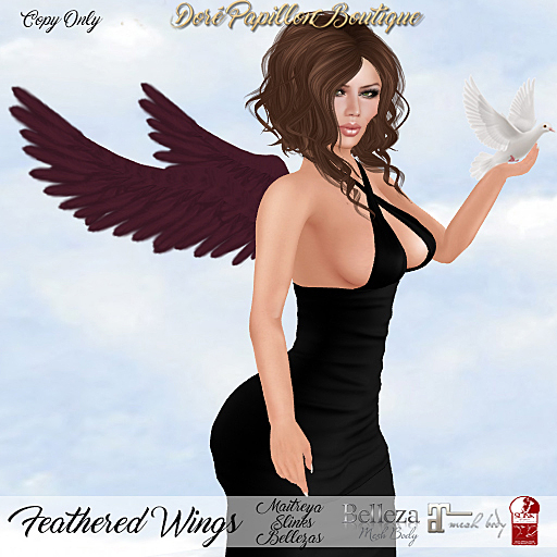 DPB Feathered Wings - Burgundy *Maitreya, Slinks & Bellezas*