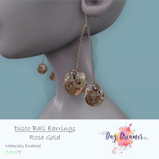 Day Dreamer - Disco Ball Earrings (ROSE GOLD)(boxed)