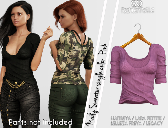 FashionNatic - Maily Female Sweater Pink - Maitreya , Lara Petite, Belleza Freya, Legacy