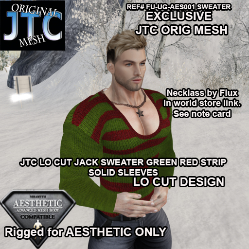 JTC LO CUT JACK SWEATER GREEN RED STRIP SOLID SLEEVES[BOX]