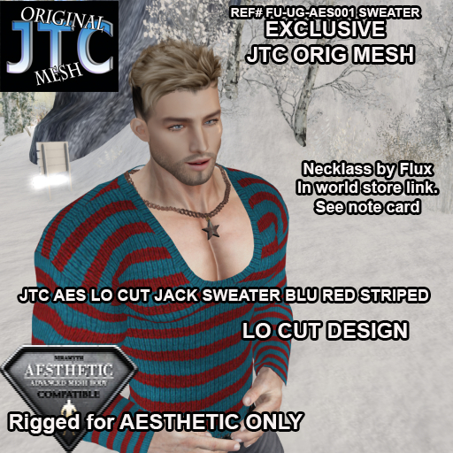 JTC AES LO CUT JACK SWEATER BLU RED STRIPED KNIT[BOX]