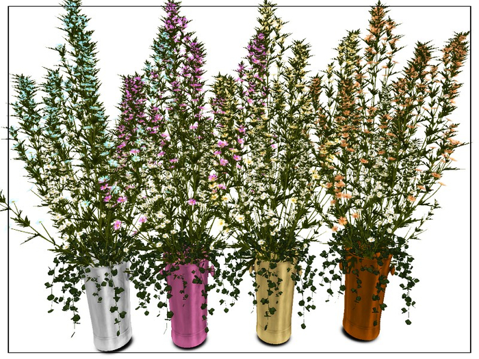 [AE] Home Decor - Metal Vase Flowers - Set (4)