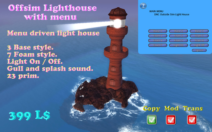 Offsim Lighthouse with menu