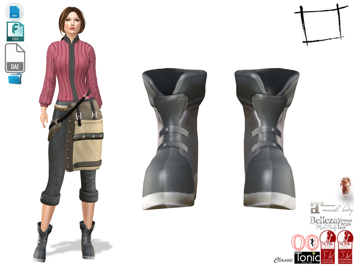 Dae Obj FBX For Medieval Boots Slink, Maitreya, Ocacin Voluptuous, Belleza, Legacy