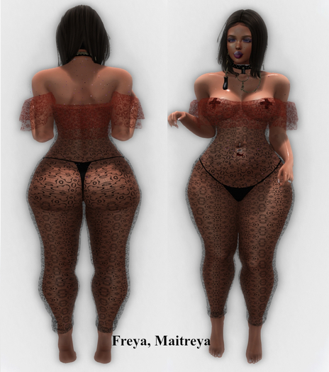 Lalas Threads black and red  Lace body suit - Freya, Maitreya