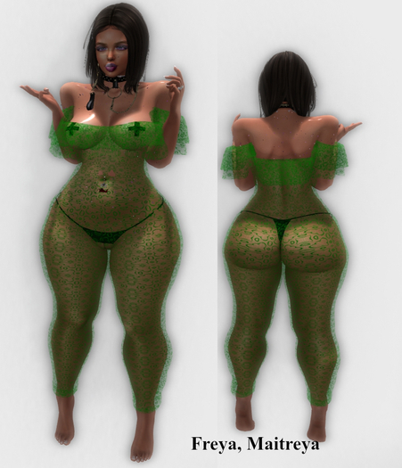 Lalas Threads GREEN  Lace body suit - Freya, Maitreya
