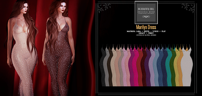 BigBeautifulDoll MARILYN DRESS FULL PACK Maitreya Gown Legacy Gown Legacy Perky Gown Kupra Gown