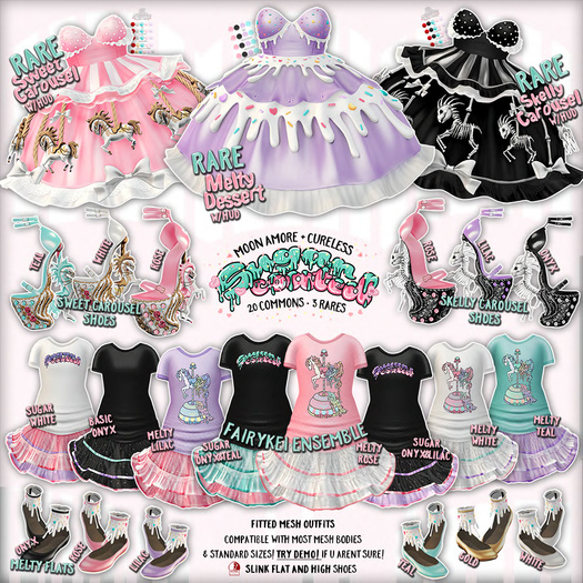 MoonAmore+CURELESS / SugarCoated  / SkellyCarouselDress RARE