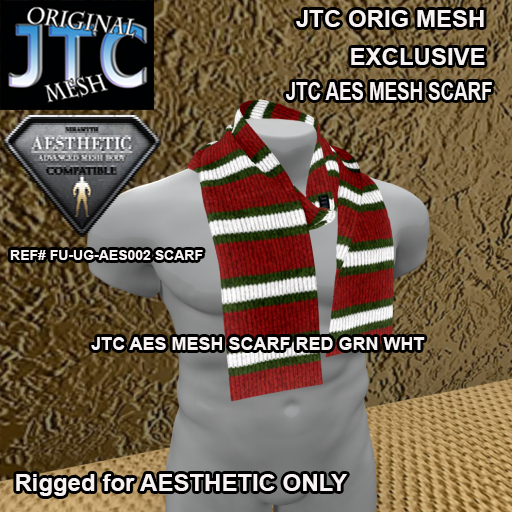 JTC AES MESH SCARF RED GRN WHT [BOX]