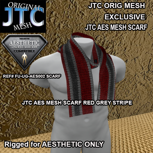 JTC AES MESH SCARF RED GREY STRIPE[BOX]