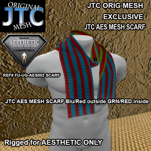 JTC AES MESH SCARF Blu/Red outside GRN/RED inside[BOX]