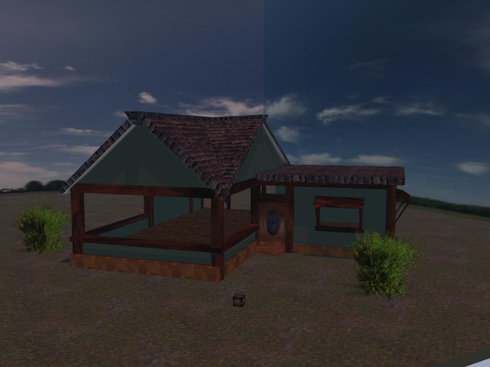 Small green beach house