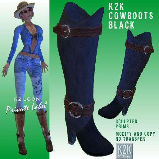 k2k cowboots black