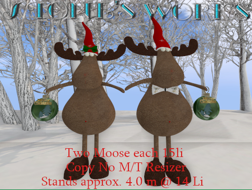 Two MOOSE w ORNAMENT 2 Stone's Works