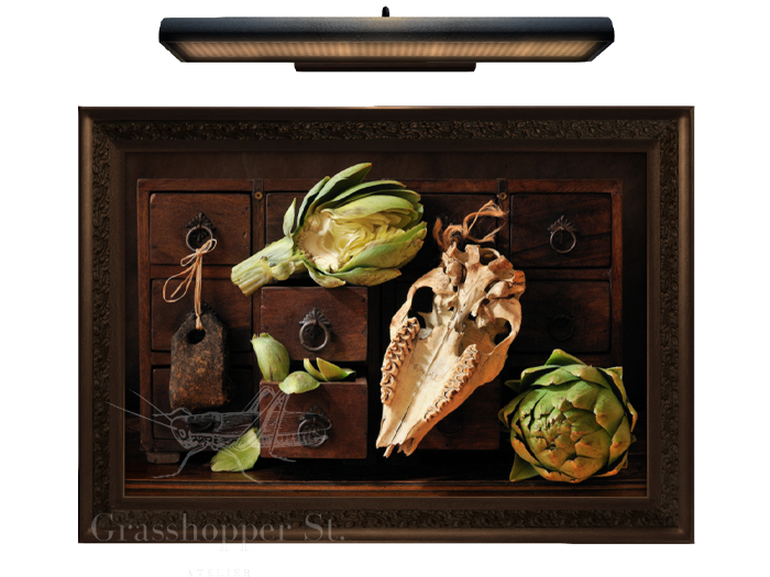GHS Art: Artichokes, Coyote Skull, Fishing Weight