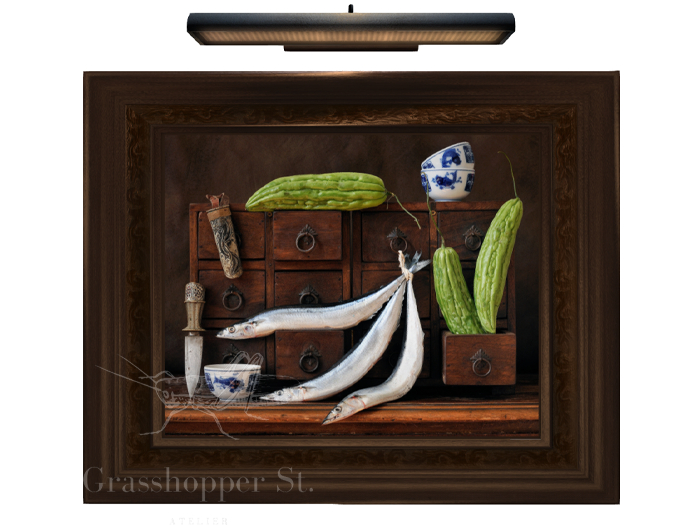 GHS Art: Bitter Melons, Mackerel Pike, Knife