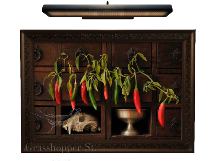GHS Art: Serrano Peppers, Raccoon Skull, Silver Bowl