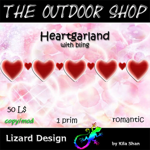 Heartgarland with bling for Valentines Day, romantic