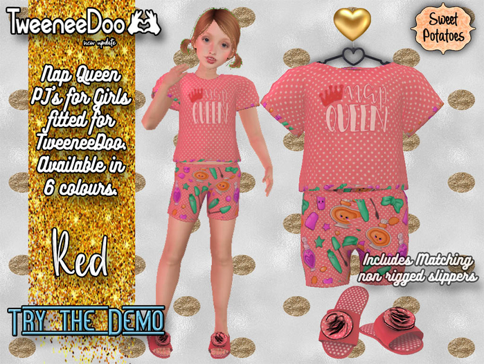< SP > Nap Queen PJ's for Tweeneedoo - Red