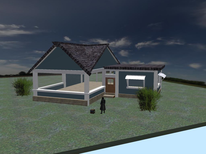 Small blue beach house