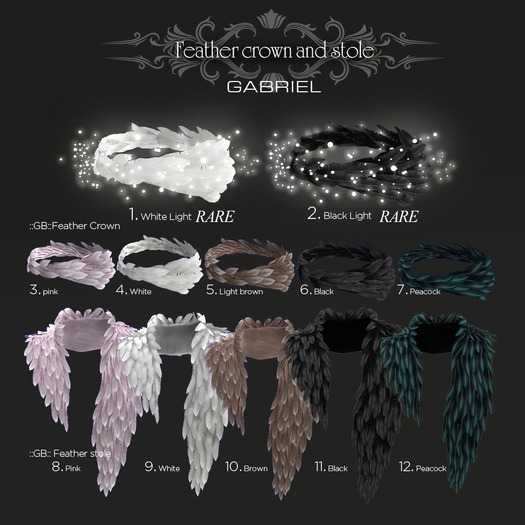 2.::GB::Feather Crown /Black  Light  Rare