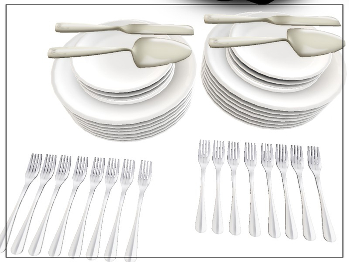 [AE]  Stacked Plates and Serving Knife & Forks
