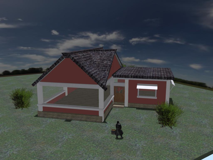 Small red beach house