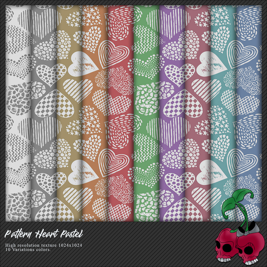 *Crazy Cherry* Pattern Heart Pastel - Unpack hud