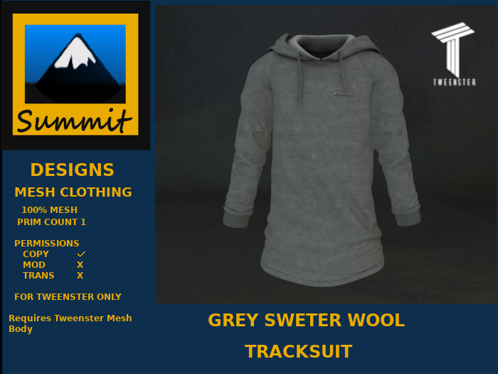 Summit Grey Sweter Wool Hoodie [Tweenster]