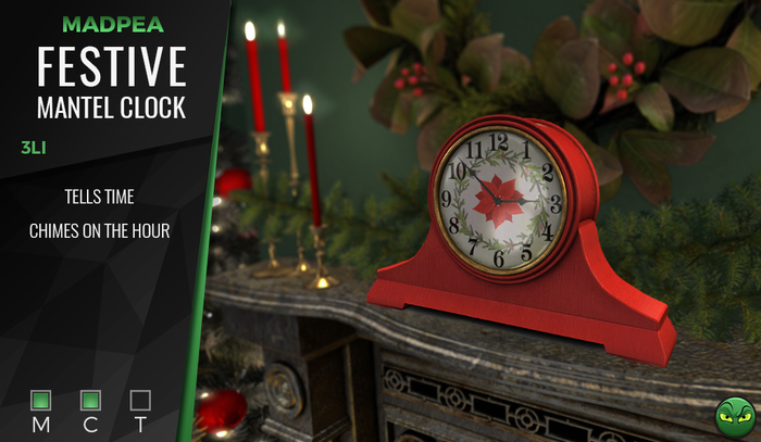 MadPea Festive Mantel Clock
