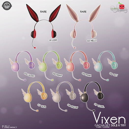 02{Vixen} headphones Helli .::Cubic Cherry Kre-ations::. RARE