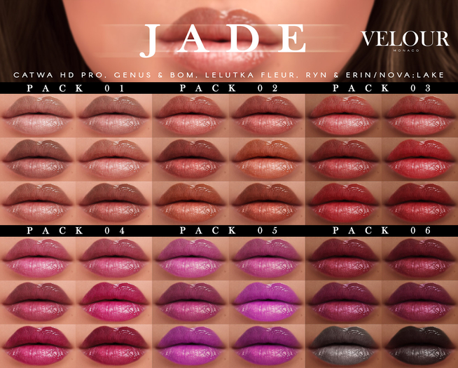 VELOUR: Jade HD Lips - Pack 01 (Genus & BOM)