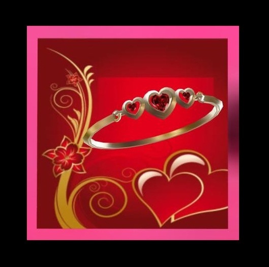 Valentines Day Heart Bangle Bracelet - RUBY (Boxed)