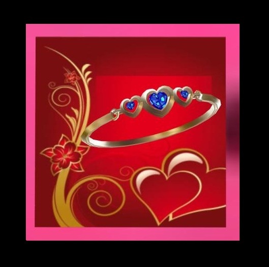 Valentines Day Heart Bangle Bracelet - SAPPHIRE (Boxed)