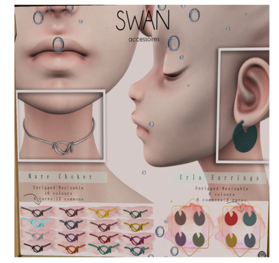 Swan Urla Earrings _aqua RARE