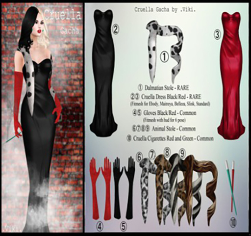 viki cruella gacha- fur boa-white cat-common