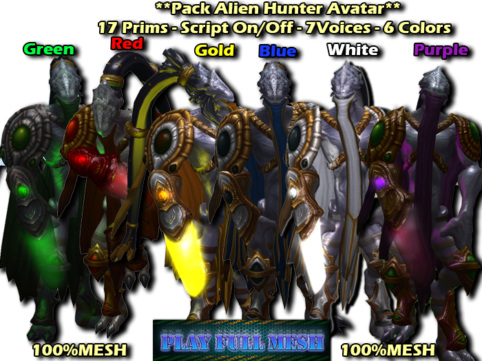 **Pack Alien Hunter Avatars 6 Colors**PlayFullMesh