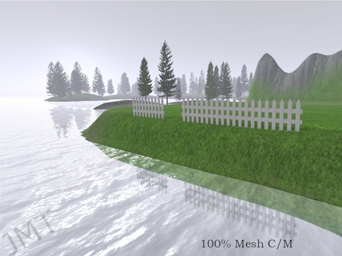 Low Prim Garden Picket Fence - 0.5/1 Prim - Mesh