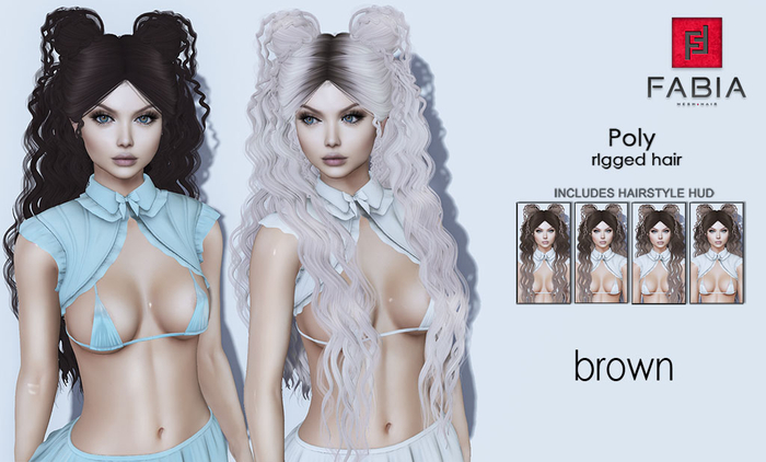 -FABIA- Mesh Hair   < Poly> Brown