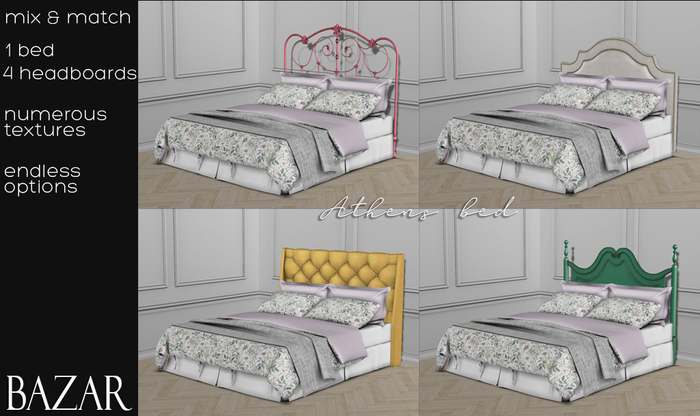 ~BAZAR~ Athens Bed & Headboards FULL PACK - PG