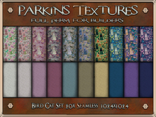 Parkins Textures - Bird Cat Set - 20x Full Perm Seamless 1024 - Fabric, Textile, Gown, Clothing, Pattern, Kitten, Cloth