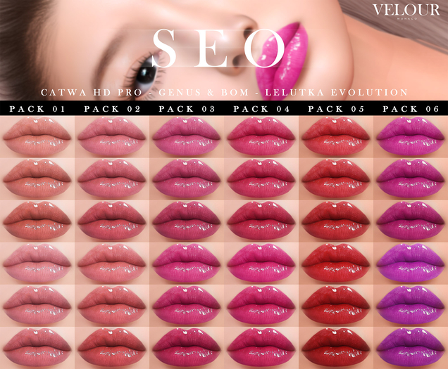 VELOUR: "Seo" HD Lips - Pack 04 (Lelutka Evolution)