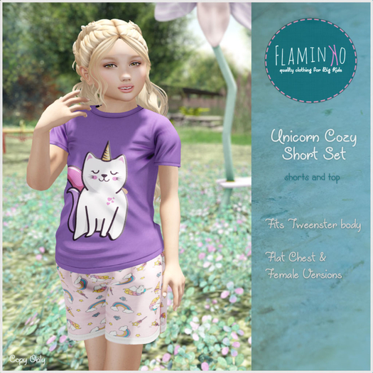 Unicorn Kitty Shorts Set