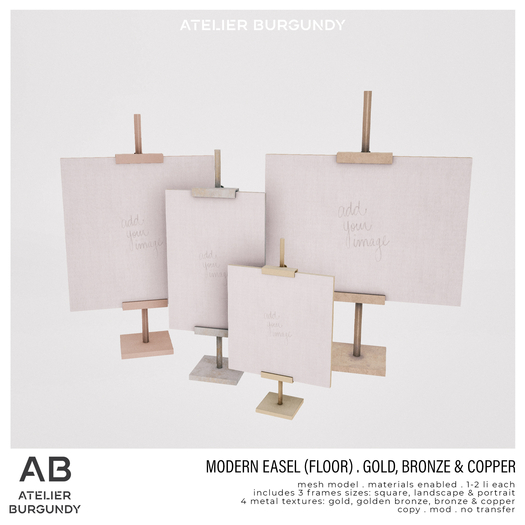 Atelier Burgundy . Modern Easel Floor . Gold Bronze *ADD*