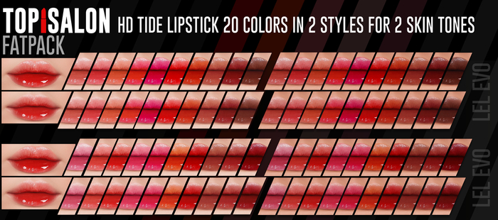 TOP1SALON - HD TIDE LIPSTICK (Lelutka Evolution) FATPACK