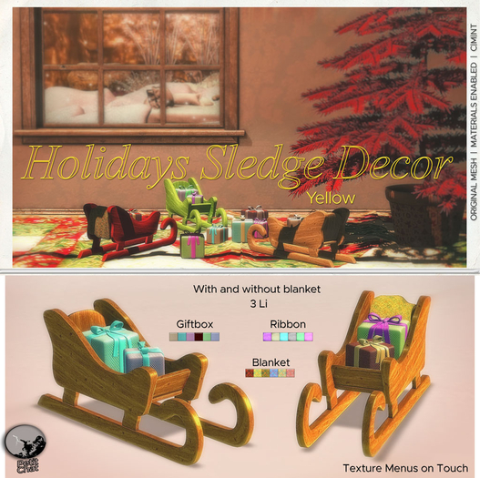 *PC* Holidays Sledge Decor Yellow