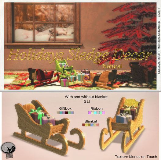 *PC* Holidays Sledge Decor Natural