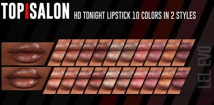 TOP1SALON - HD TONIGHT LIPSTICK (Lelutka Evo) TAN NUDE